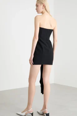 Abito a bustier con dettaglio floreale - Nero