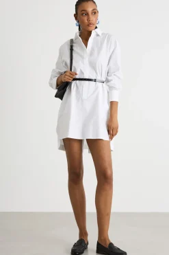 Abito a camicia con spacchi - Bianco