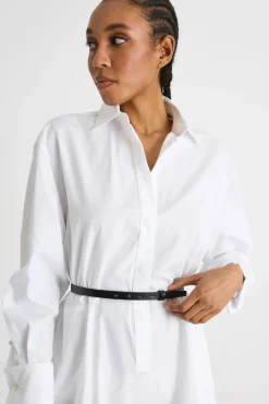 Abito a camicia con spacchi - Bianco