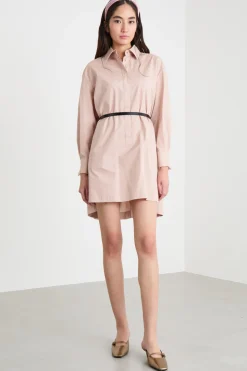 Abito a camicia con spacchi - Rosa