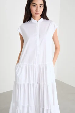 Abito a camicia smanicato - Bianco