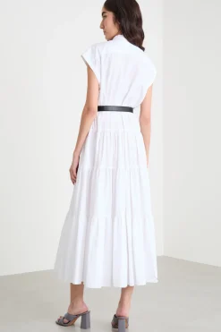 Abito a camicia smanicato - Bianco
