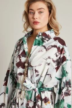 Abito a camicia - Verde Marrone Bianco