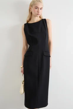 Abito a clessidra in jersey crepe - Nero