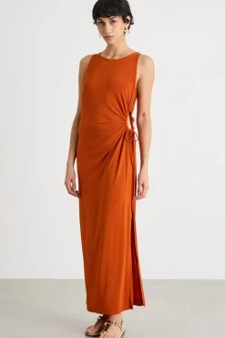 Abito aderente con cut-out - Arancione