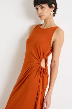 Abito aderente con cut-out - Arancione