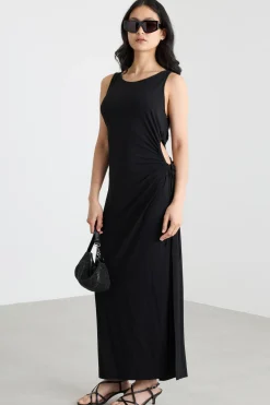 Abito aderente con cut-out - Nero