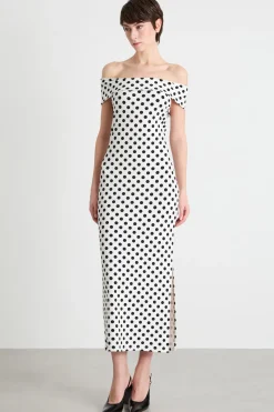 Abito aderente in jersey - Bianco Nero