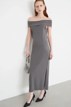 Abito aderente in jersey - Grigio