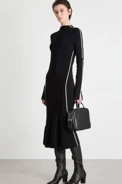 Abito aderente in maglia - Nero Bianco