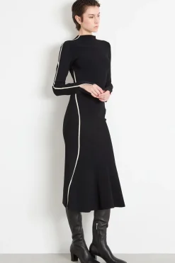Abito aderente in maglia - Nero Bianco