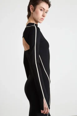 Abito aderente in maglia - Nero Bianco