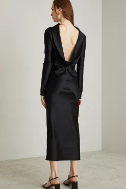 Abito a kimono in raso compatto - Nero