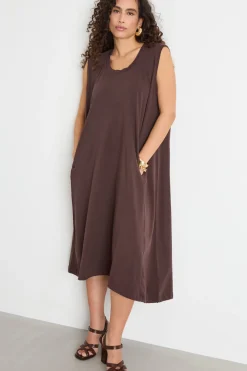 Abito ampio con coulisse - Marrone
