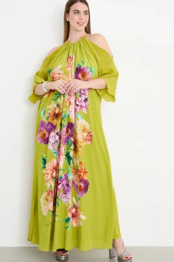 Abito ampio in crepe de chine di seta - Verde