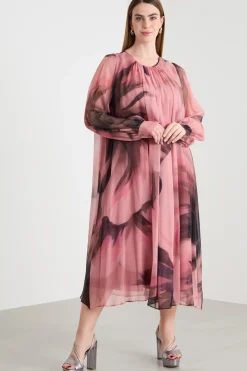 Abito ampio in georgette - Rosa Nero