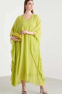 Abito ampio in georgette - Verde