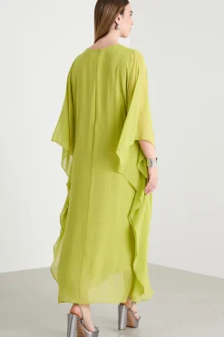Abito ampio in georgette - Verde