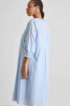 Abito ampio in tela - Azzurro