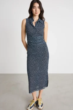 Abito a polo in jersey tulle - Blu