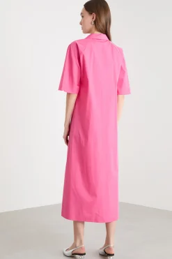 Abito a polo svasato - Fuxia