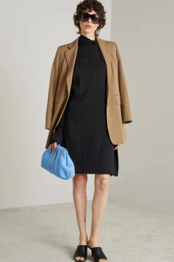 Abito asimmetrico in georgette stretch - Nero