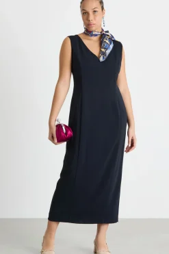 Abito a tubino in crepe - Blu
