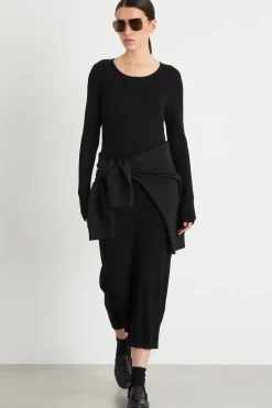 Abito a tubino in maglia di viscosa - Nero