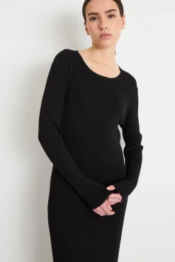 Abito a tubino in maglia di viscosa - Nero