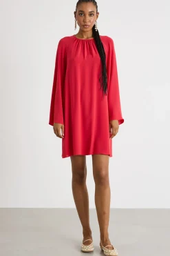 Abito a tunica in cady - Rosso