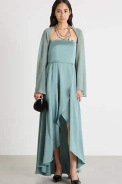 Abito bustier con coprispalle - Verde