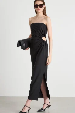 Abito bustier con cut-out laterale - Nero