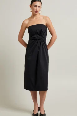 Abito bustier con drappeggio - Nero