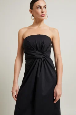Abito bustier con drappeggio - Nero