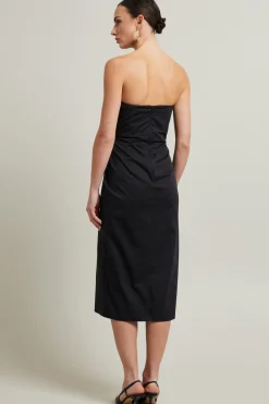 Abito bustier con drappeggio - Nero