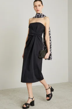 Abito bustier con drappeggio - Nero