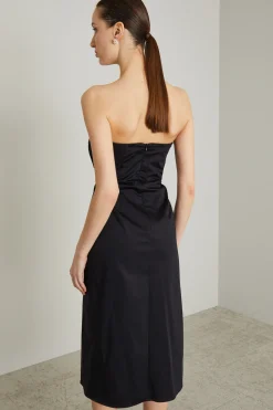 Abito bustier con drappeggio - Nero