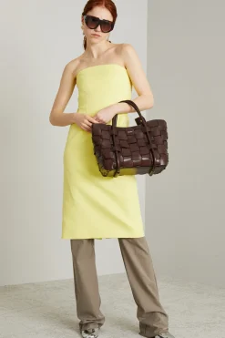 Abito bustier con spacco - Giallo Limone