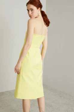 Abito bustier con spacco - Giallo Limone