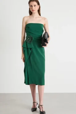 Abito bustier in cady - Verde