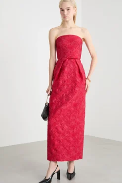 Abito bustier in cloqué - Rosso