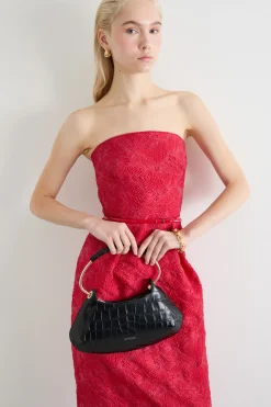 Abito bustier in cloqué - Rosso