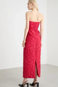 Abito bustier in cloqué - Rosso
