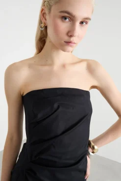 Abito bustier in gabardina - Nero