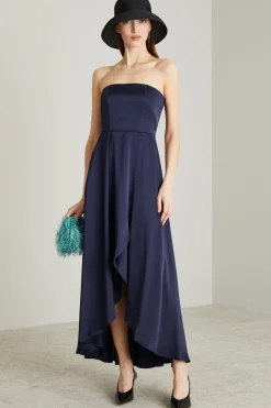 Abito bustier in raso - Blu
