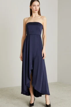 Abito bustier in raso - Blu