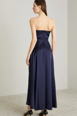 Abito bustier in raso - Blu