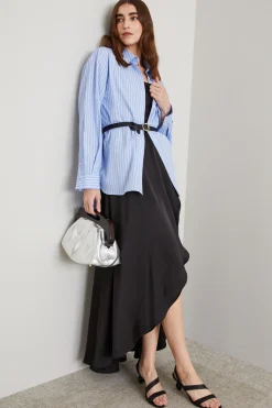 Abito bustier in raso - Nero