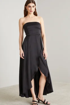 Abito bustier in raso - Nero