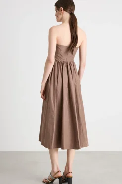 Abito bustier in taffetà - Marrone